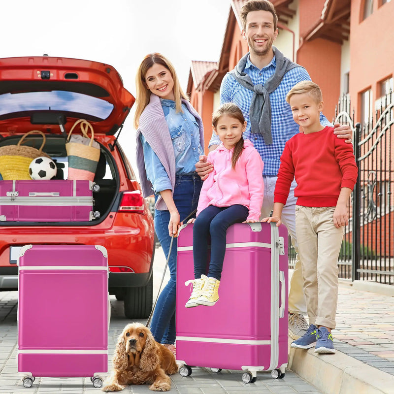 Hardshell Luggage Sets 4 Pieces 20" / 24" / 28" Luggages And Cosmetic Case Spinner Suitcase With Tsa Lock Lightweight by HouseOfZazla