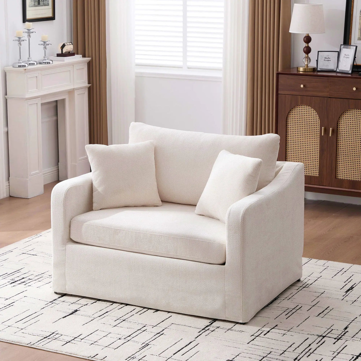 Farmhouse Accent Chair With 2 Bolster Pillows by Unique Piece Furniture
