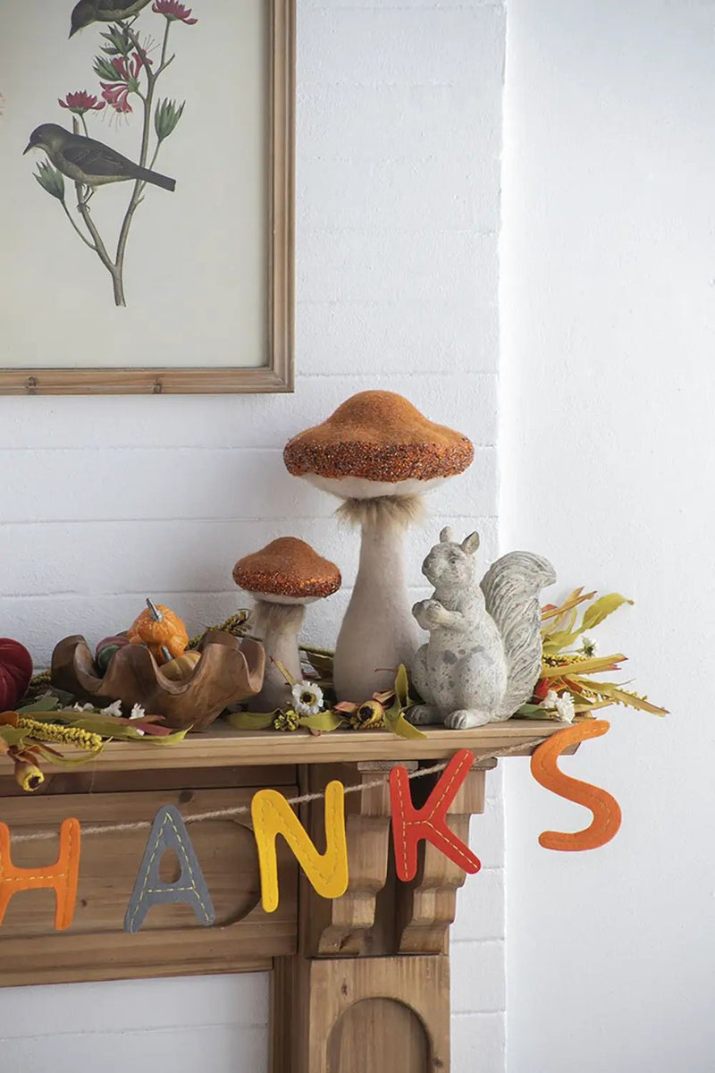 Mushroom Holiday Ornament, For Harvest Festival Fall Festival & Thanksgiving Table Decorations (Set of 2) - Beige / Orange by HouseOfZazla