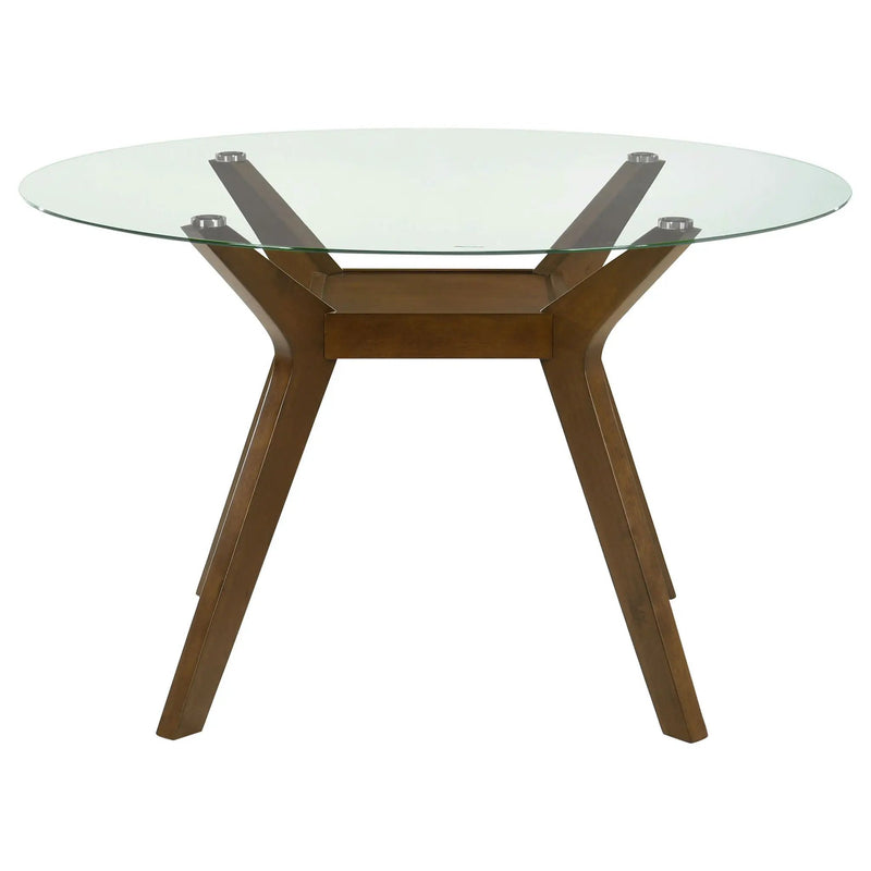 Paxton Round 48-inch Glass Top Wood Dining Table Brown by Unique Piece Furniture