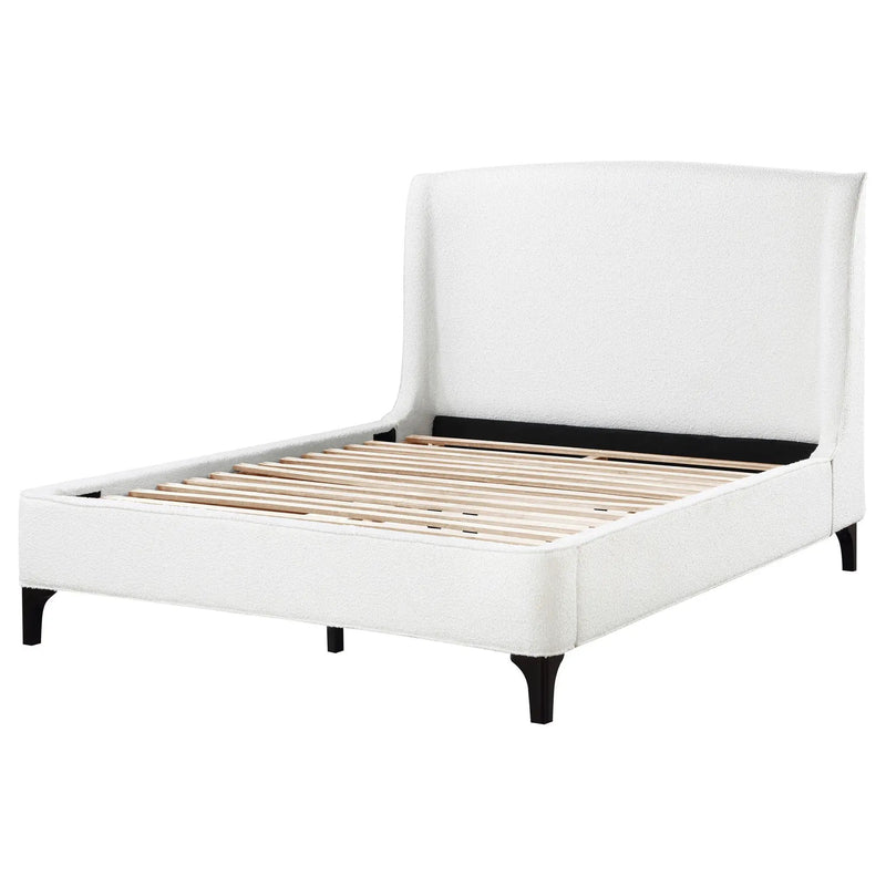 Mosby Upholstered Eastern King Wingback Bed Snow by Unique Piece Furniture
