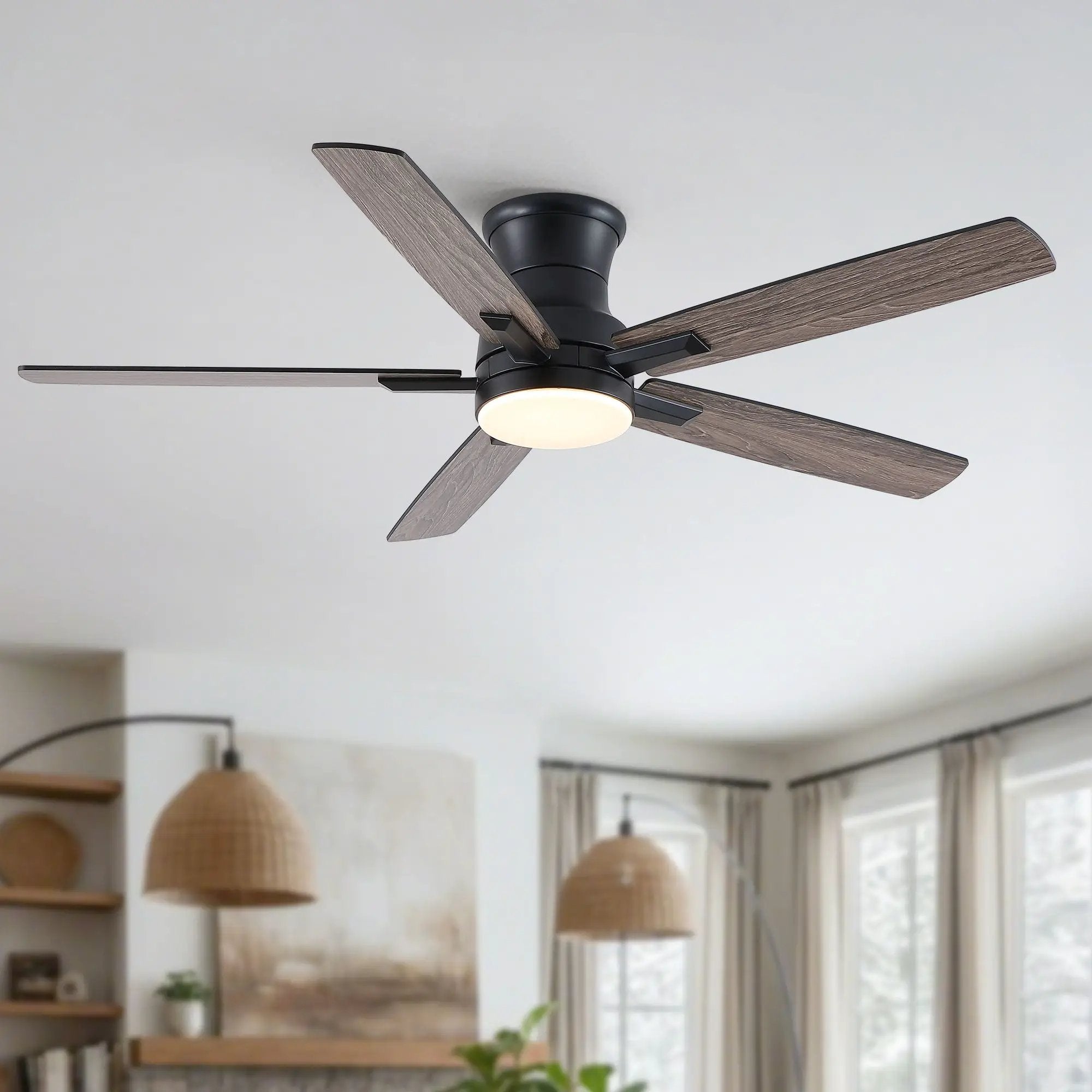 Mordern Flush Mount Ceiling Fan With Light And Remote Control by Unique Piece Furniture