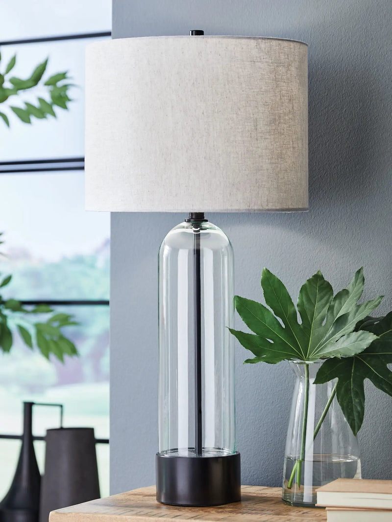 Kerrbrook - Glass Table Lamp - Clear / Black by Unique Piece Furniture