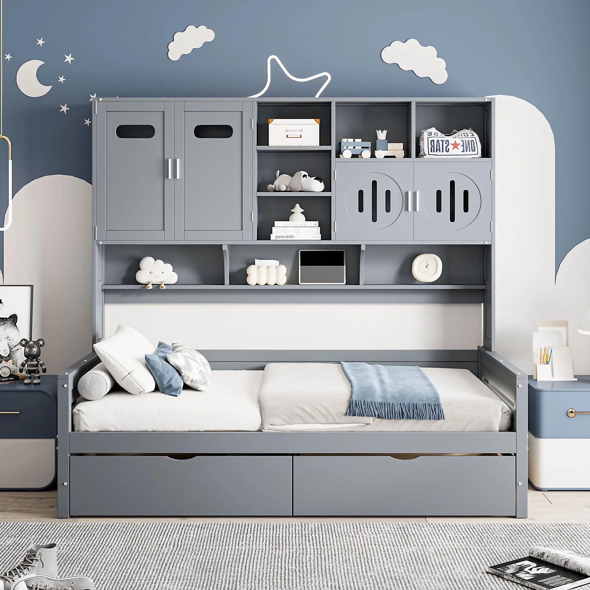 Daybed With All-In-One Cabinet And Shelf by HouseOfZazla