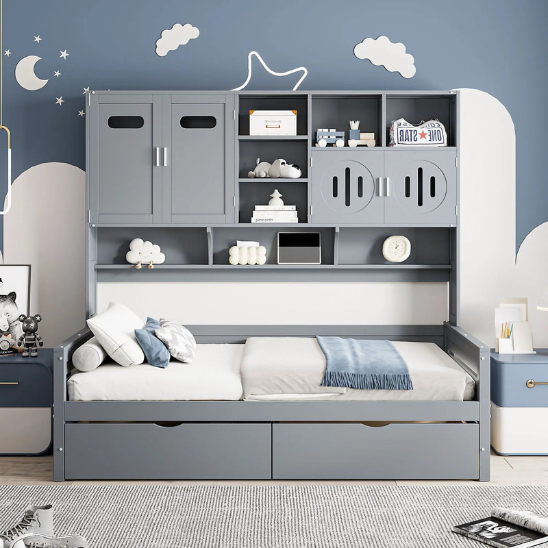 Daybed With All-In-One Cabinet And Shelf by HouseOfZazla