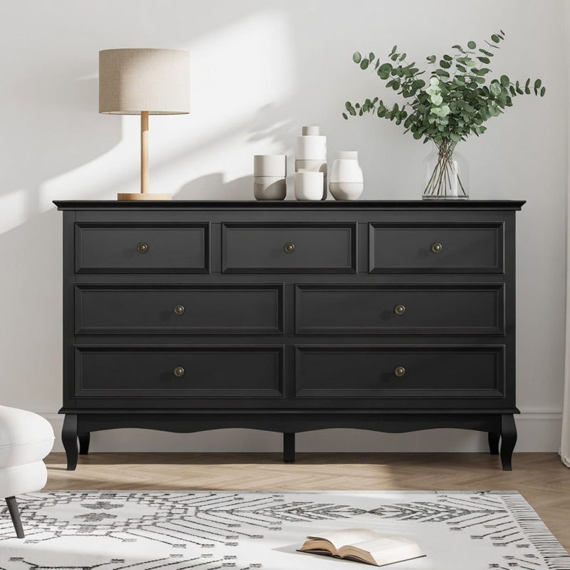 7 Drawer Dresser, Storage Chest - Black by HouseOfZazla