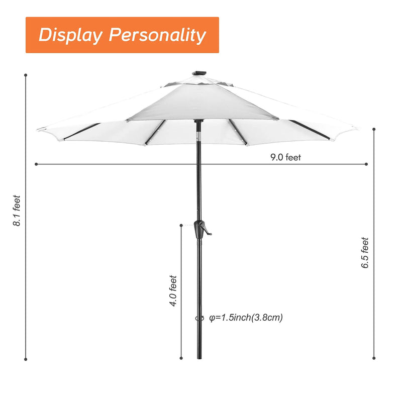 9Ft Patio Umbrella with 32 LED Solar Lights (Blue) by HouseOfZazla