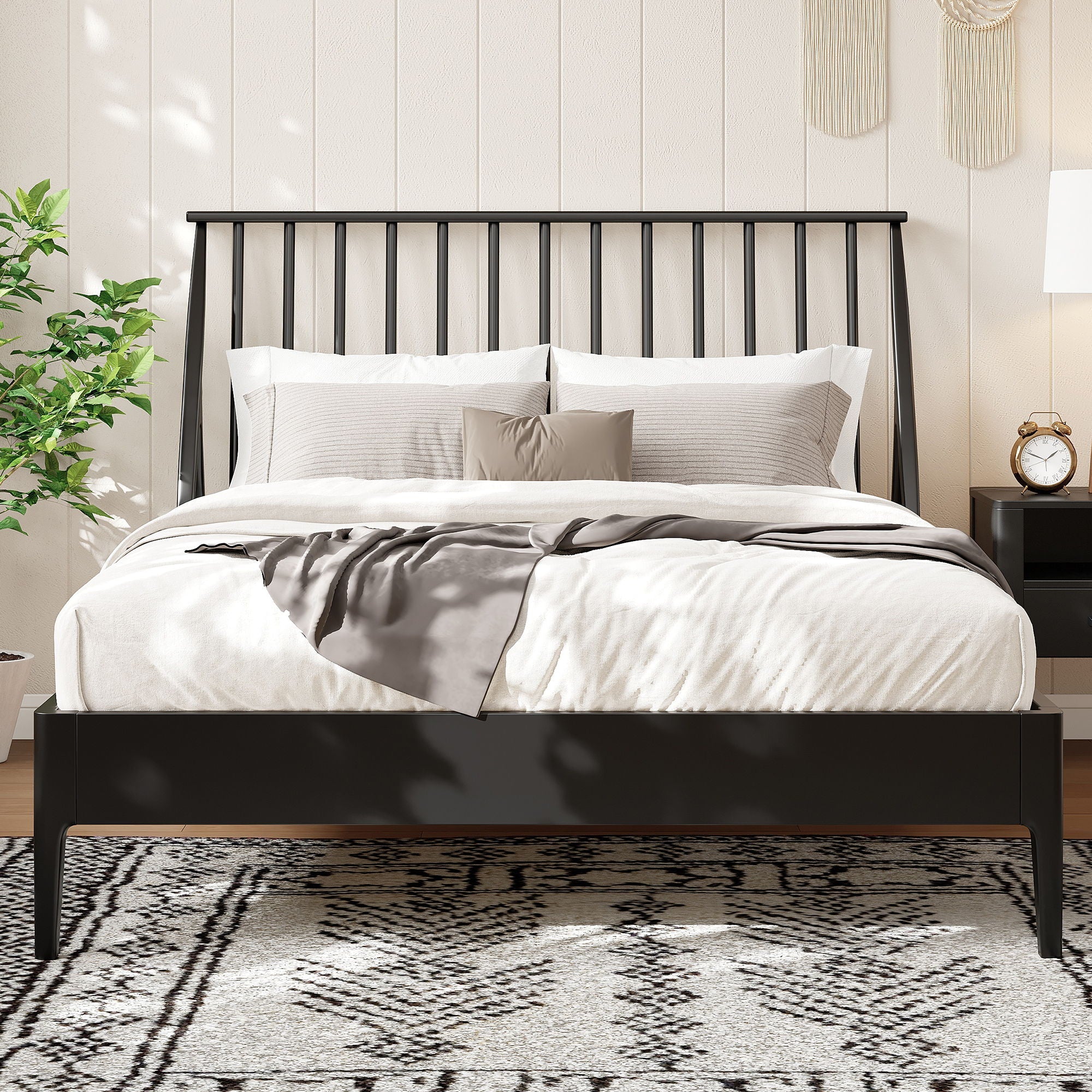 Bohemian Platform Bed With Tall Headboard by HouseOfZazla