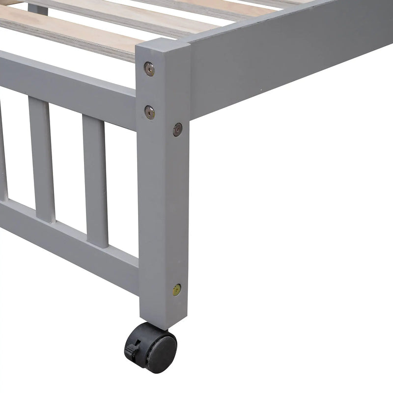 Bunk Bed With 6 Drawers And Flexible Shelves, Bottom Bed With Wheels by HouseOfZazla