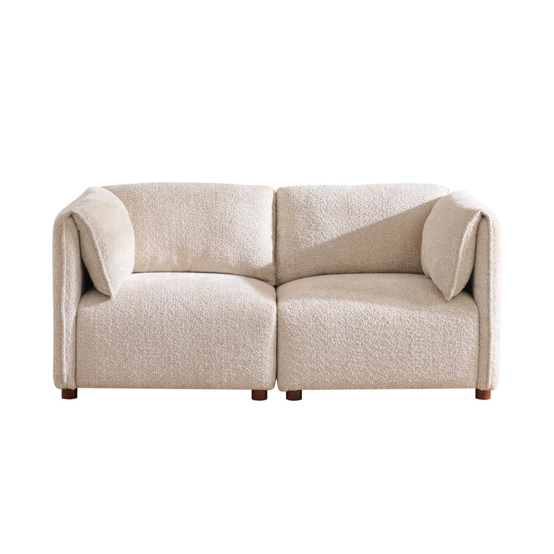 Aura 126 in. 5-Piece L Shaped Boucle Modular Sectional Sofa by HouseOfZazla