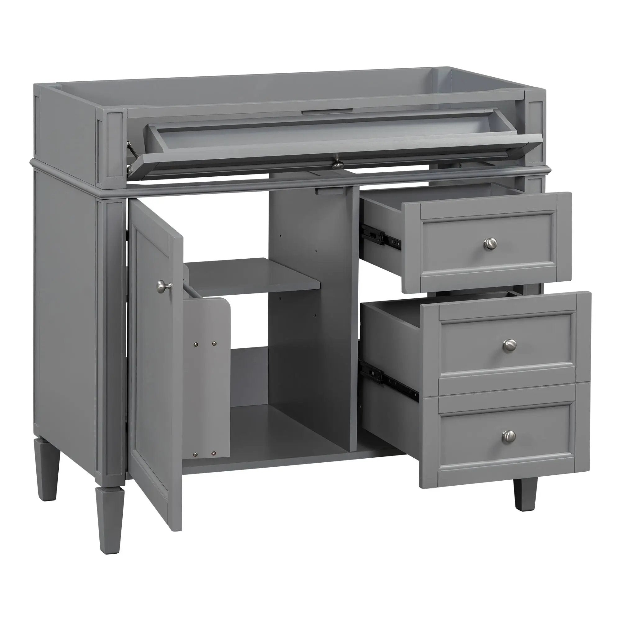 Bathroom Vanity With 2 Drawers And Tip-Out Drawer, Storage Cabinet by HouseOfZazla
