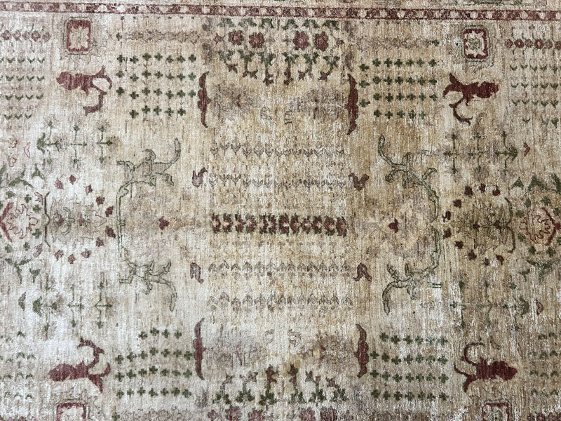 Pakistani Oushak Rug 6 x 9.6, Handmade Wool Peshawar Carpet, Farmhouse Rug by Jewel Rugs