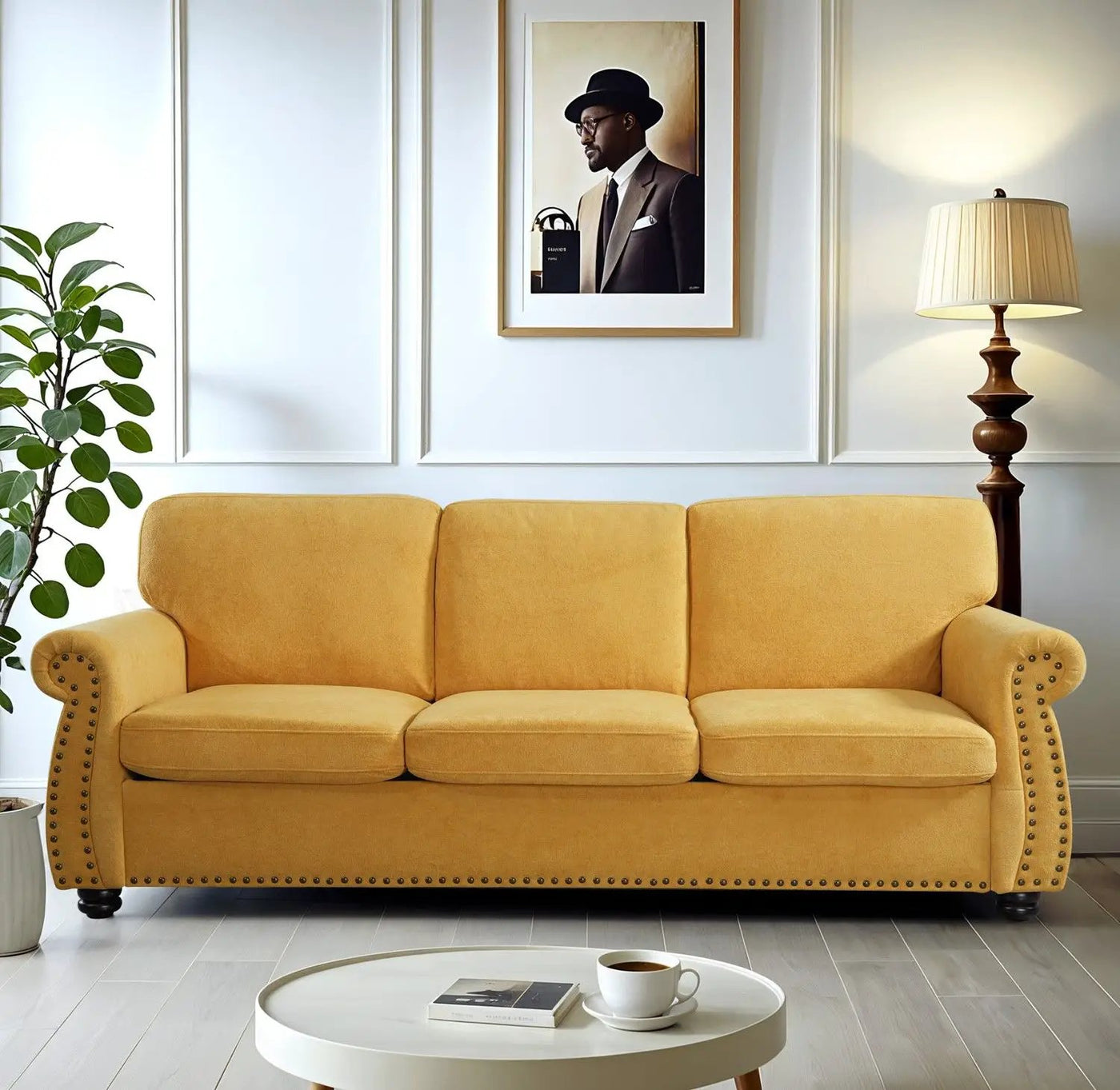 Soft Sofa, Upholstered 3 Seater Couch With High Density Foam, Loose Back Cushions And Turned Legs by Unique Piece Furniture