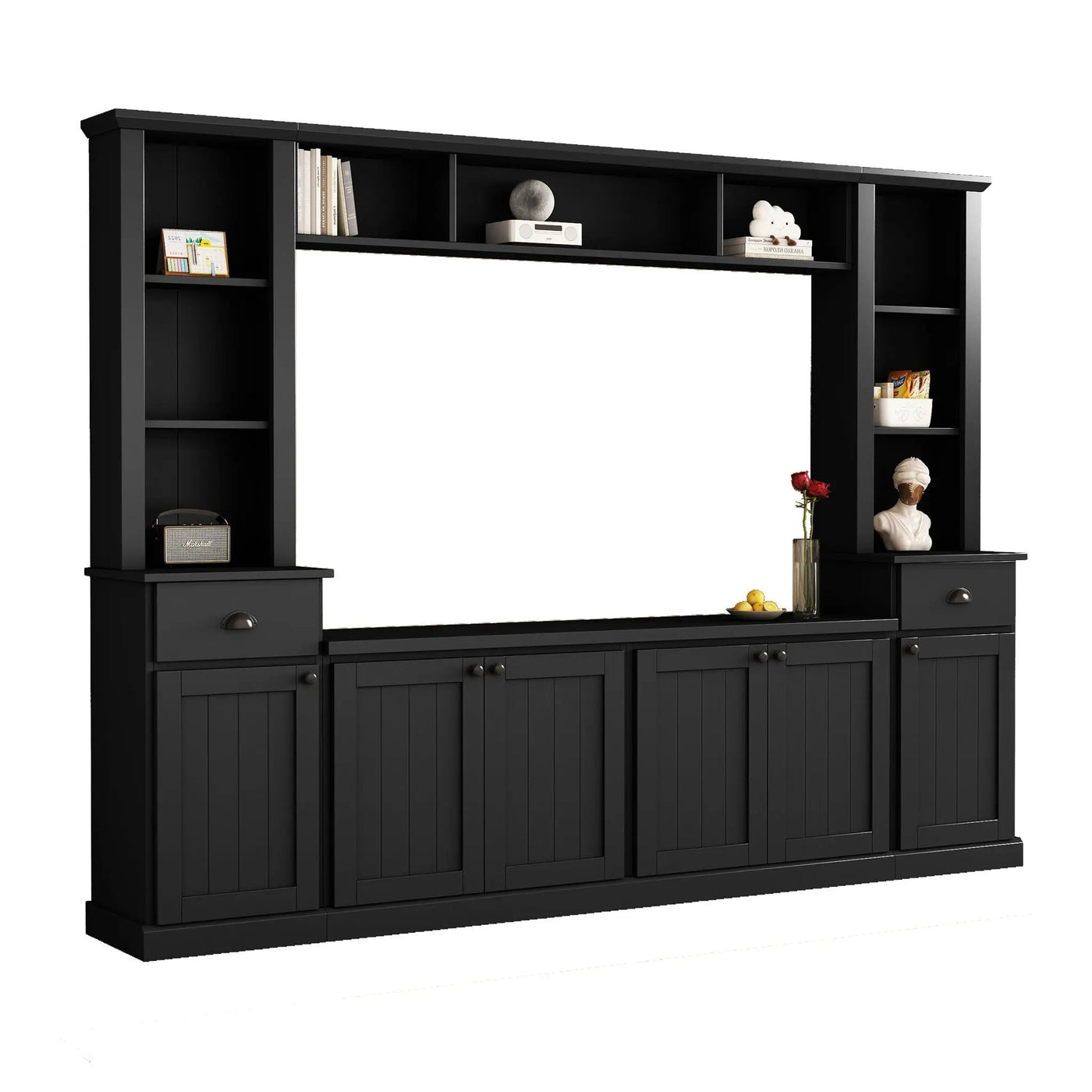 Minimalist Entertainment Wall Unit Set With Bridge For TVs Up To 75" by HouseOfZazla