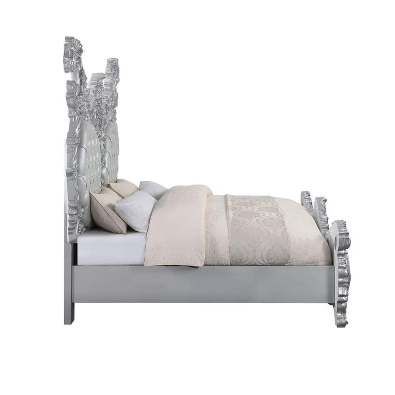 Valkyrie - Eastern King Bed - Synthetic Leather & Antique Platinum by Unique Piece Furniture