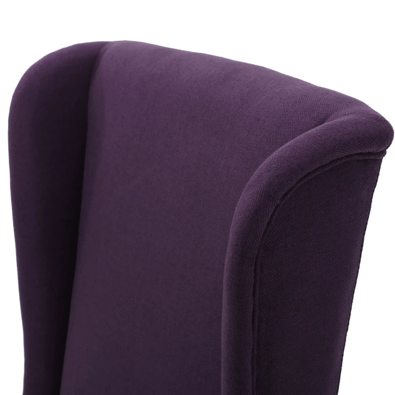 Fabric Dining Chair With High Back And Birch Wood Legs - Plum by HouseOfZazla