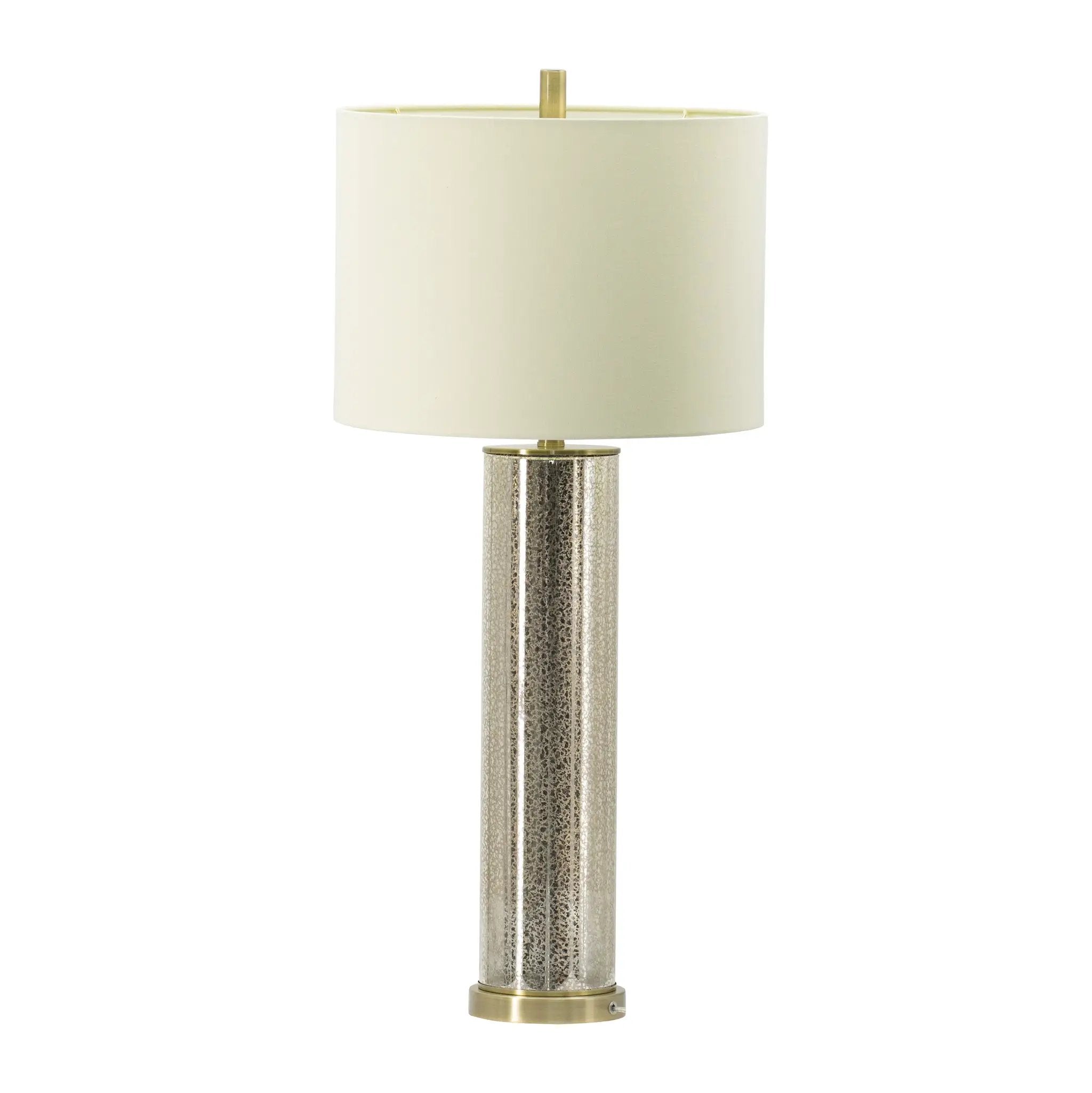 16x16x35 Gold Mirrored Glass Table Lamp with White Fabric Shade by HouseOfZazla
