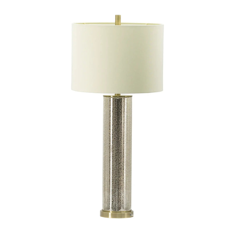 16x16x35 Gold Mirrored Glass Table Lamp with White Fabric Shade by HouseOfZazla