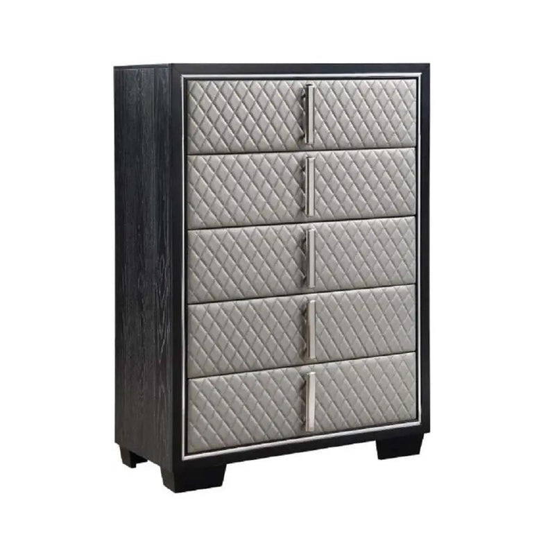 Nicola - Chest - Silver Synthetic Leather & Black by Unique Piece Furniture