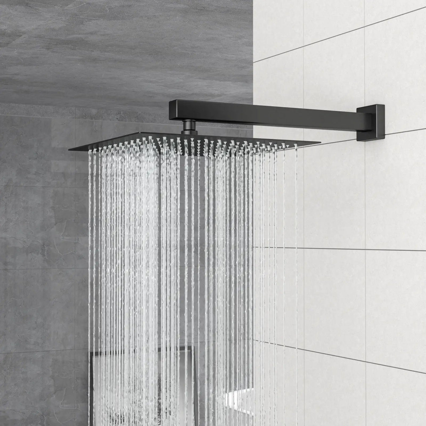 Dual Shower Head System With Square Rain Shower And Rough In Valve by HouseOfZazla