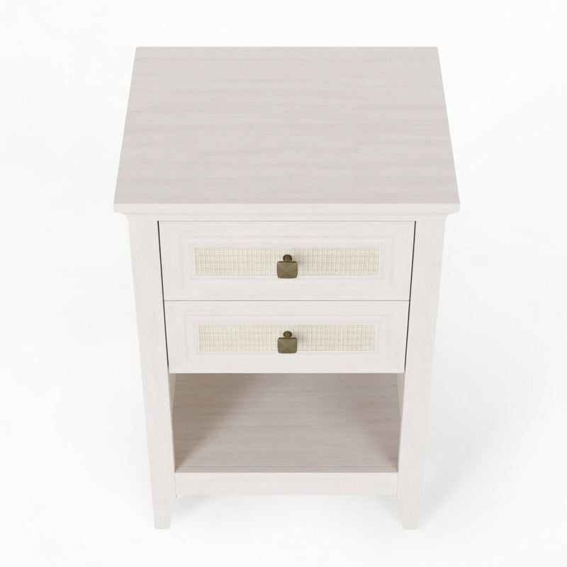 Nightstand With 2 Drawers & Shelf - White by HouseOfZazla