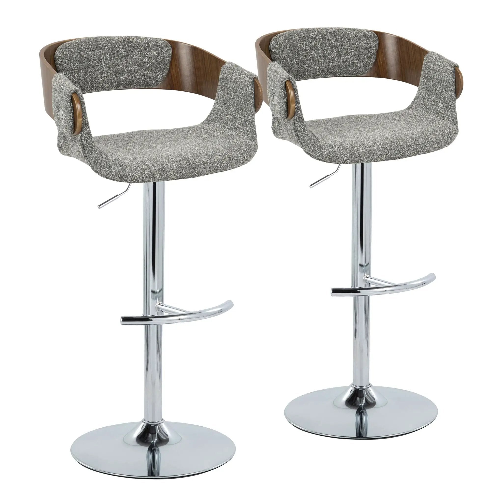 Elisa - Mid Century Modern Adjustable Barstool With Swivel With Rounded T Footrest (Set of 2) by HouseOfZazla