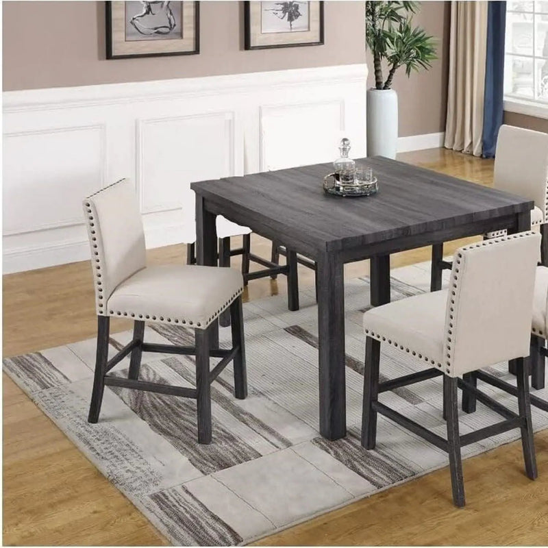 Upholstered Counter Dining Chair, Nailhead Trim (Set of 2) - Natural by Unique Piece Furniture