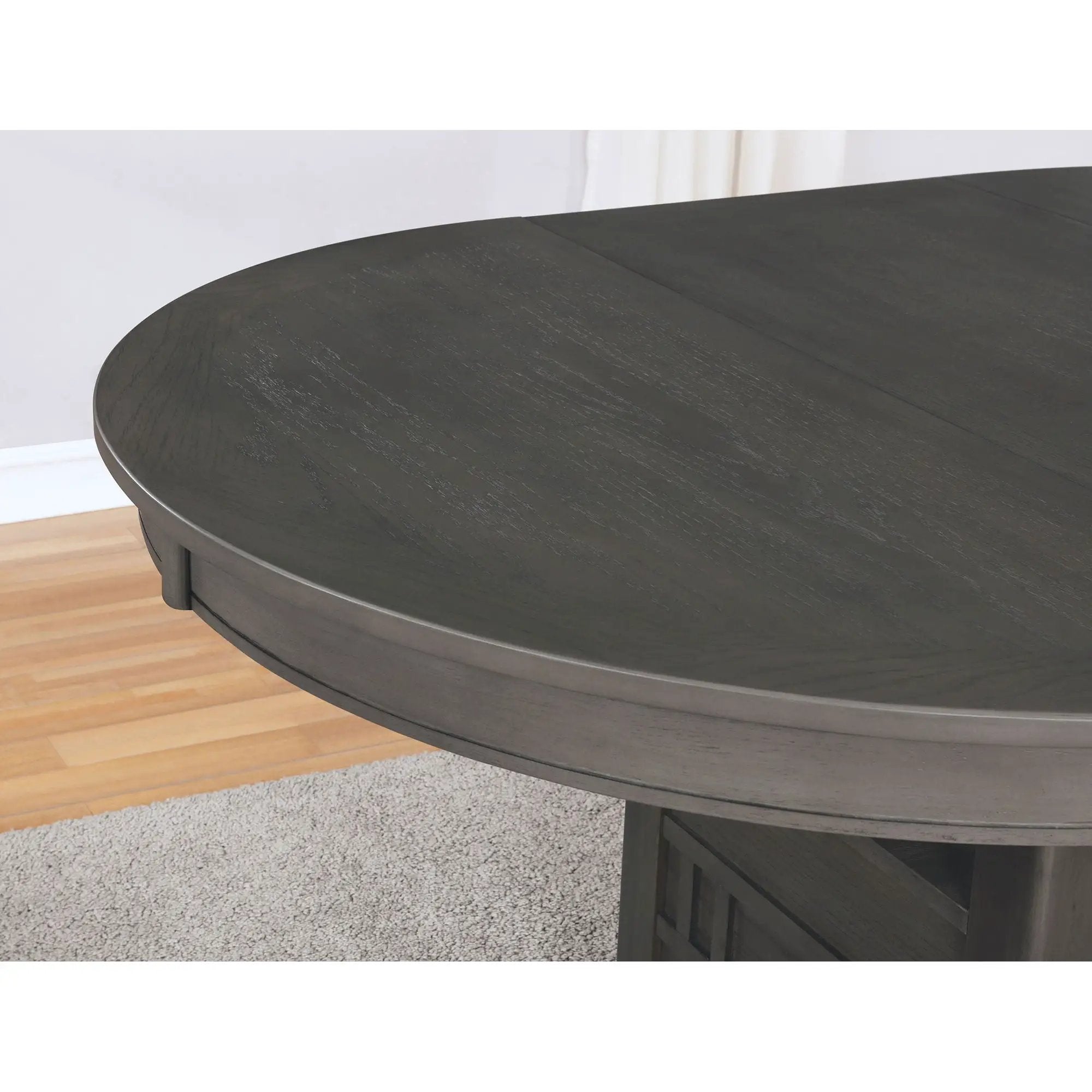 Lavon - Oval Extension Leaf Dining Table With Built In Storage - Gray