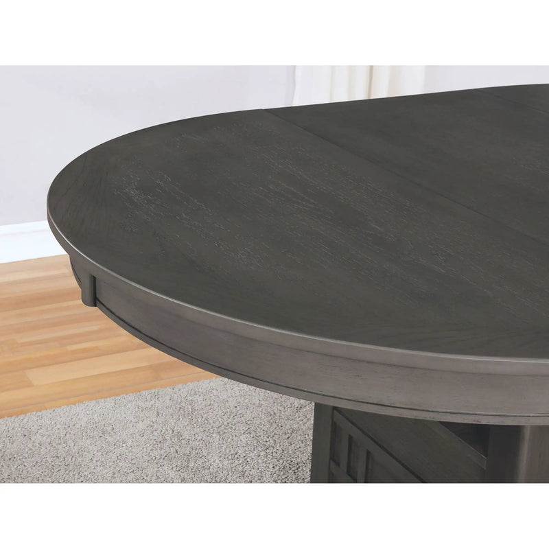 Lavon - Oval Extension Leaf Dining Table With Built In Storage - Gray