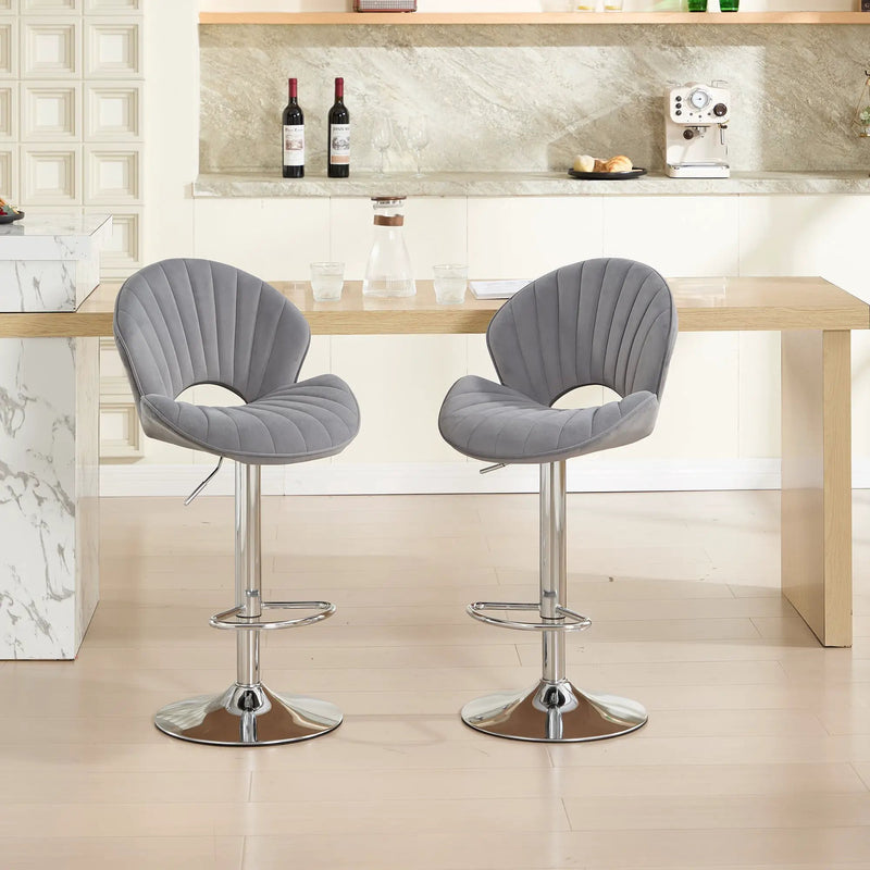 Bar Stools Set of 2 - Adjustable Barstools with Back and Footrest by HouseOfZazla
