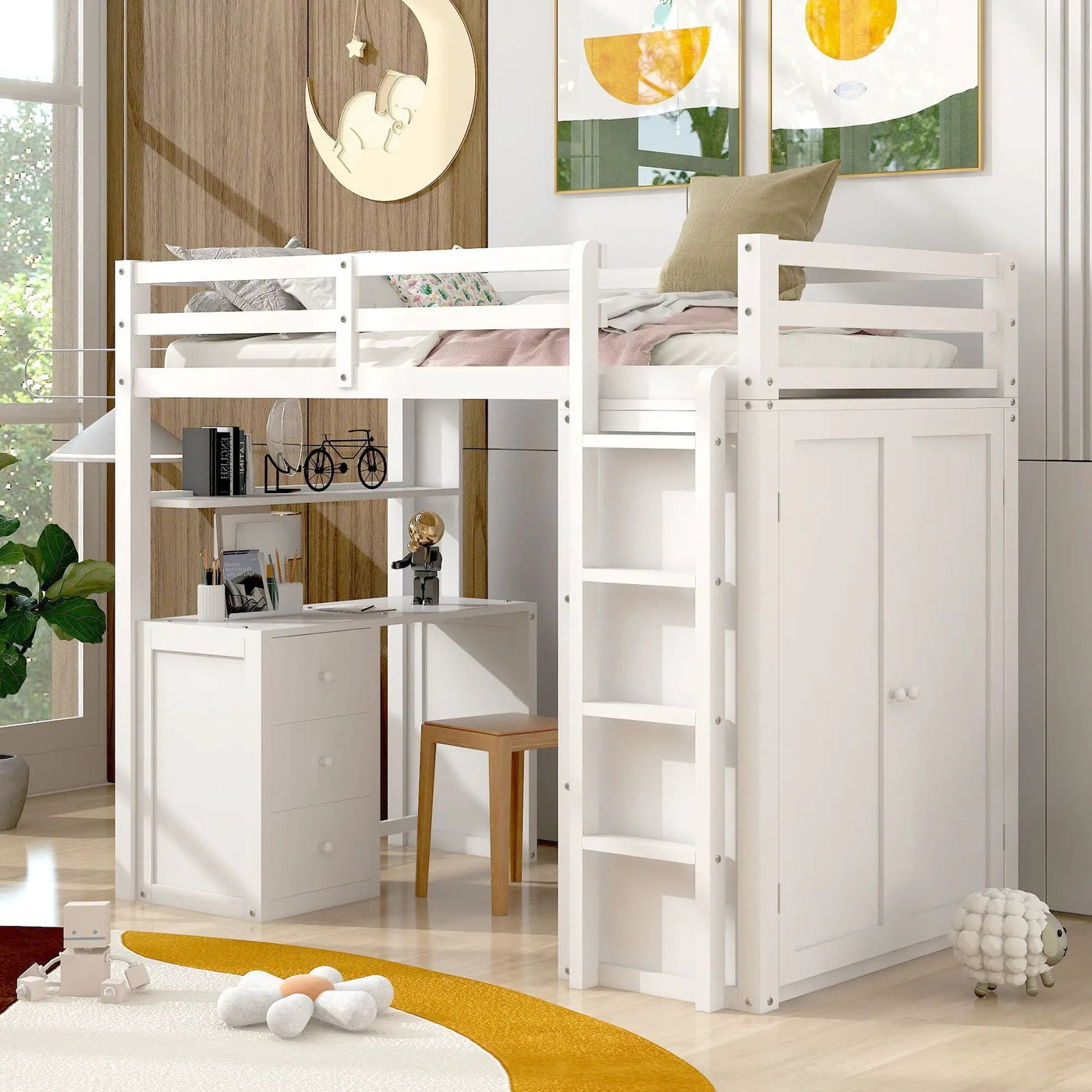 Loft Bed With Drawers, Desk, And Wardrobe by HouseOfZazla