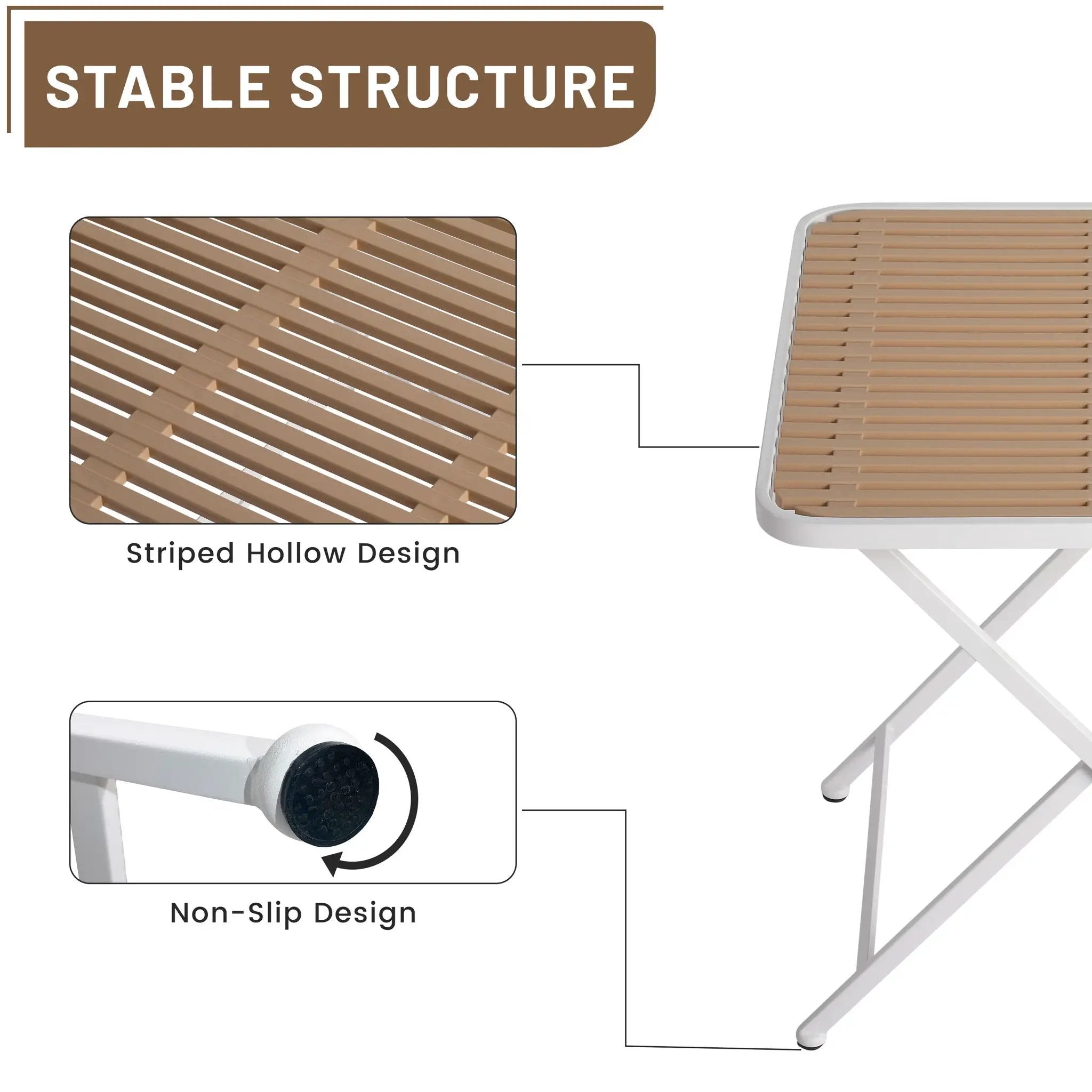 Modern Folding Square Table, Water Proof And Wear Resistant - Apricot / White by HouseOfZazla