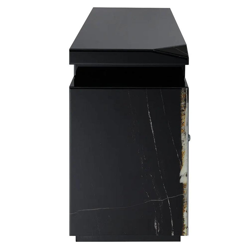 Drisana - TV Stand With Fireplace - Black Mirrored by Unique Piece Furniture