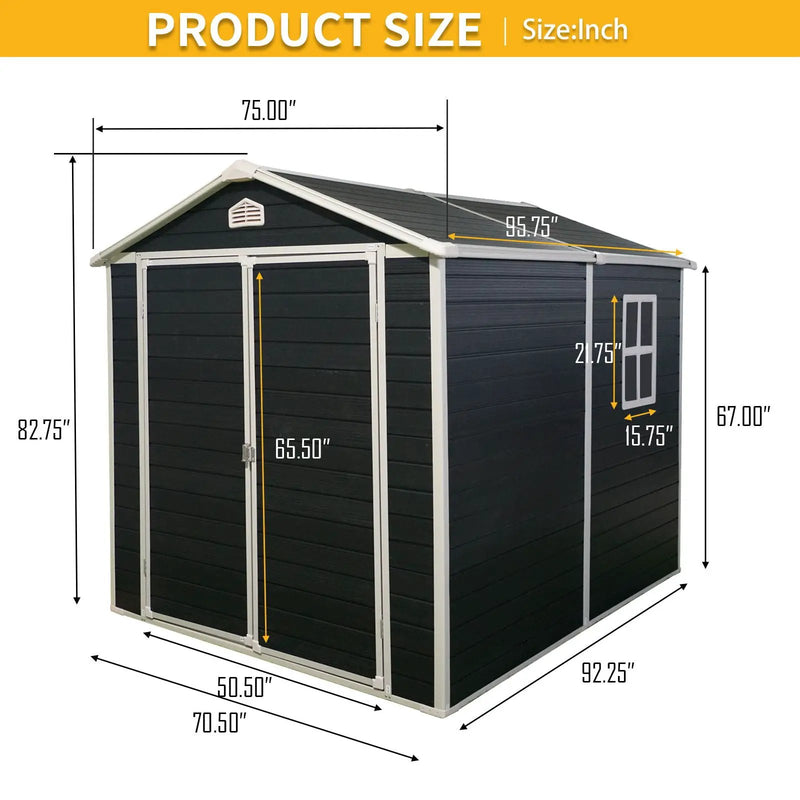 Resin Outdoor Storage Shed Kit Perfect To Store Patio Furniture - Black by HouseOfZazla