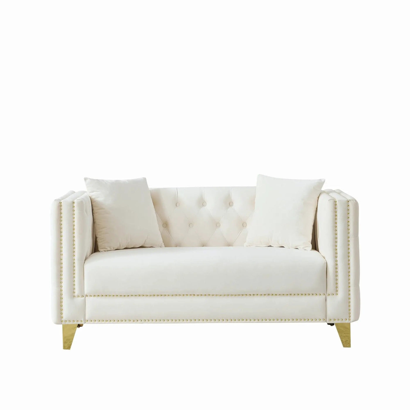 2 Seater Deep Seat Sofa With Button Nailhead, Square Arm by Unique Piece Furniture