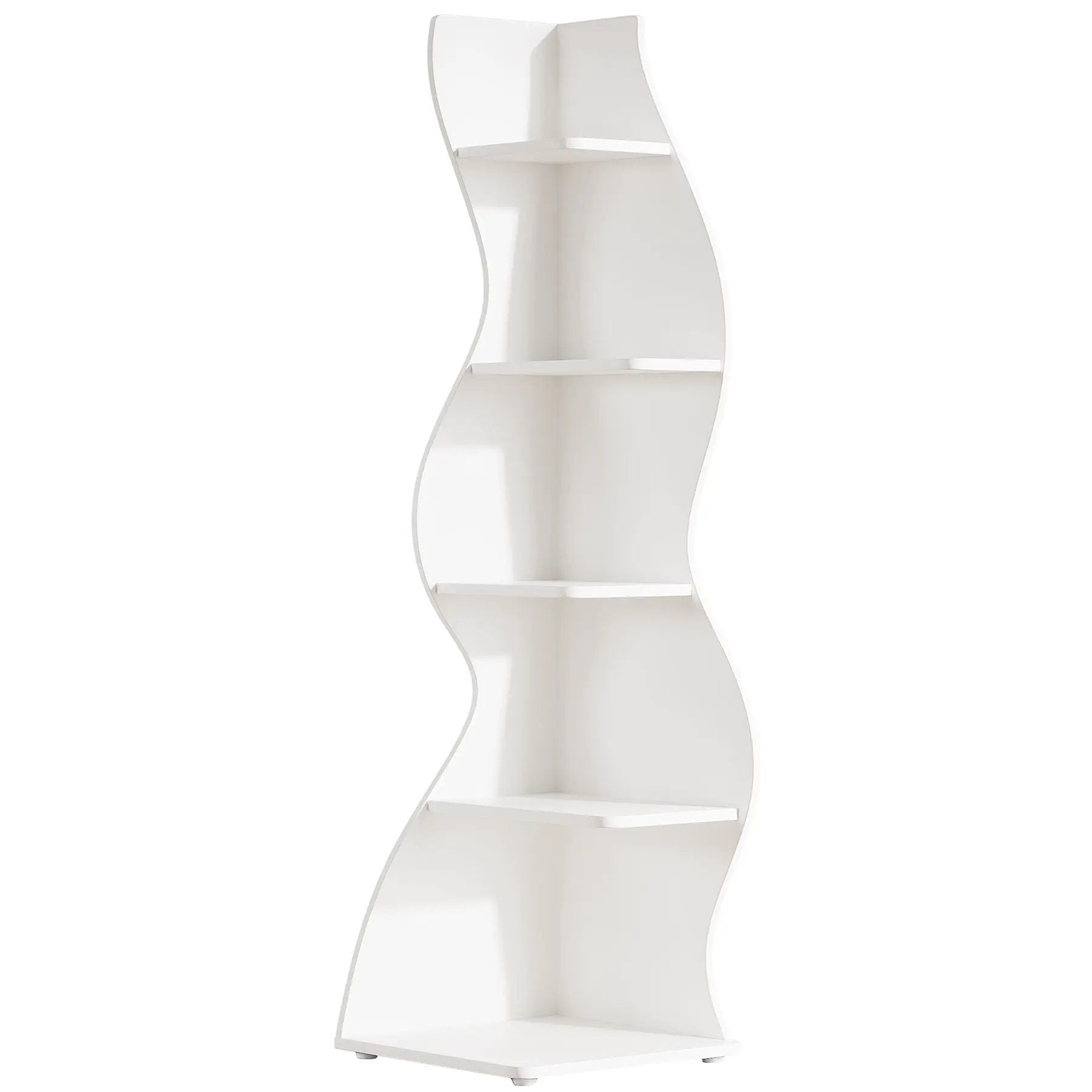 5 Tier Wavy Corner Bookshelf And Plant Stand For Living Room by HouseOfZazla