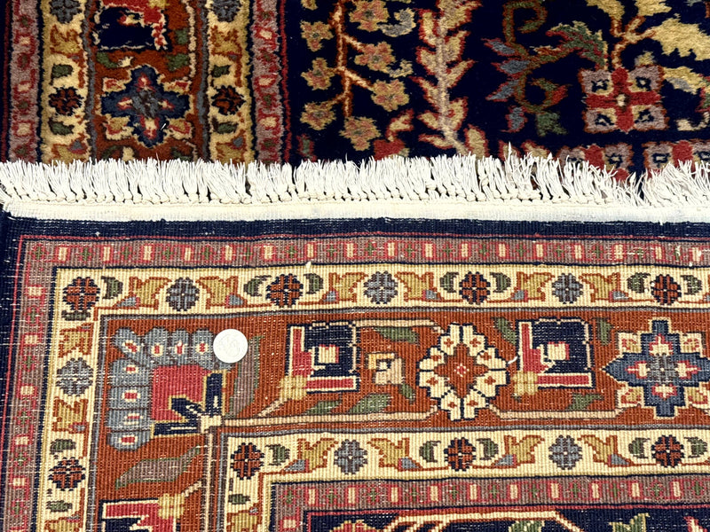 Indo Persian Sarouk Rug 4x6, Blue and Rust Red by Jewel Rugs