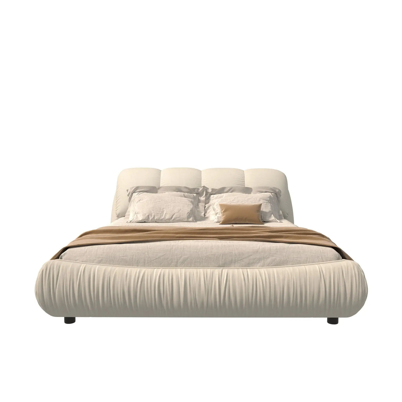 Luxury Upholstered Platform Bed With Oversized Padded Backrest And Solid Wood Frame by HouseOfZazla