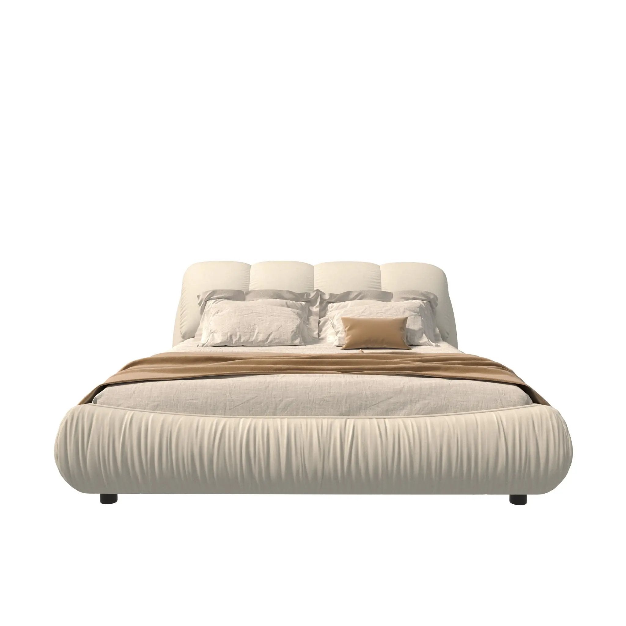 Luxury Upholstered Platform Bed With Oversized Padded Backrest And Solid Wood Frame by HouseOfZazla