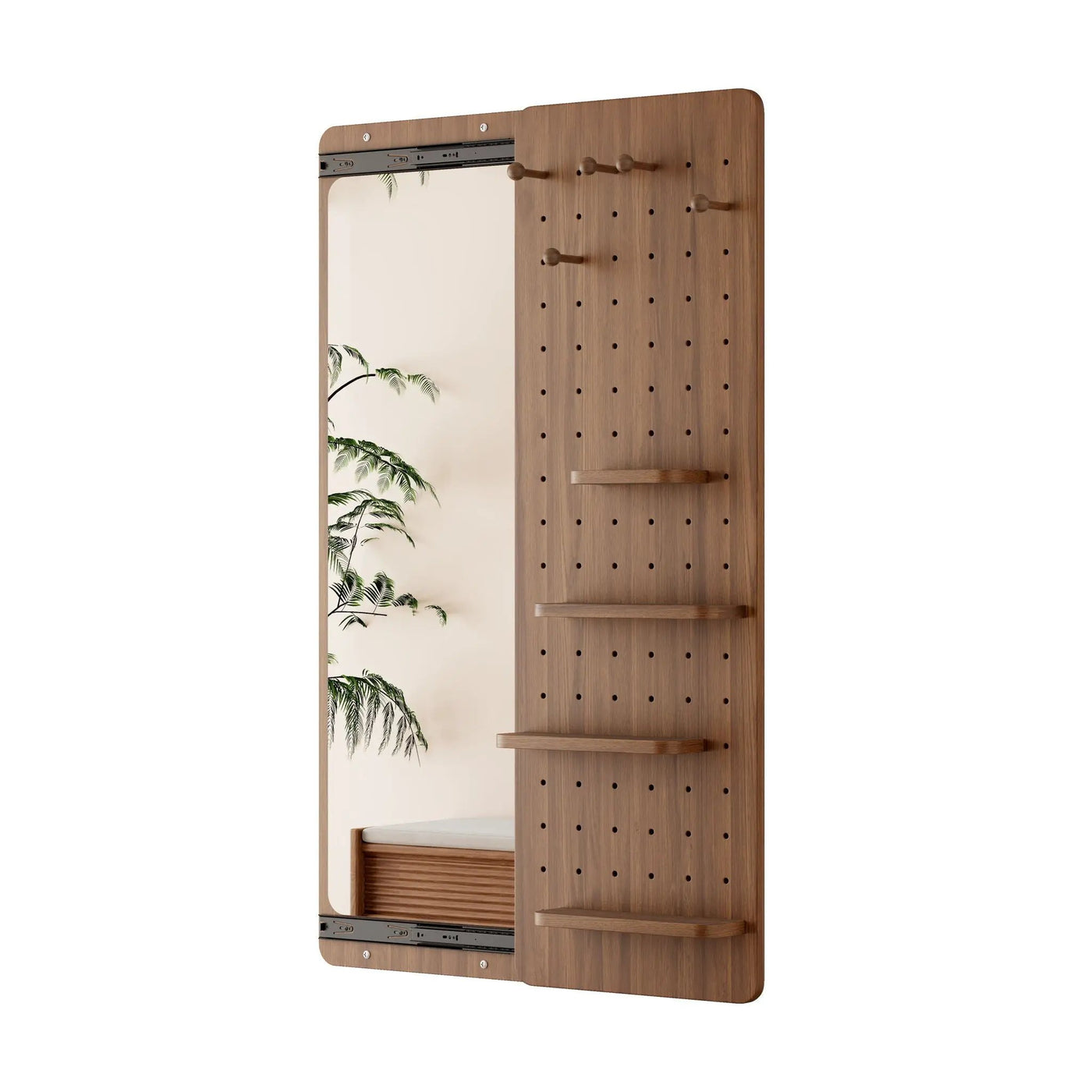 Wall Mounted Full Length Mirror With Shelf And Hook by HouseOfZazla