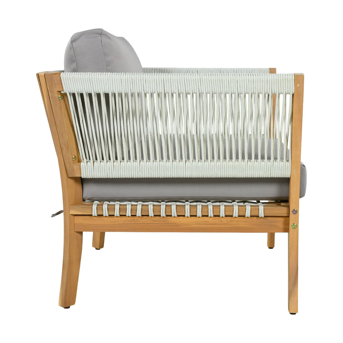 30.3" Outdoor Acacia Wood Patio Chair with Woven Rope Accents by HouseOfZazla