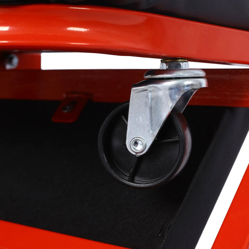 Mechanic Creeper, Z Creeper Seat 2 In 1 Low Profile With 6 Wheels Steel Vinyl - Red by HouseOfZazla