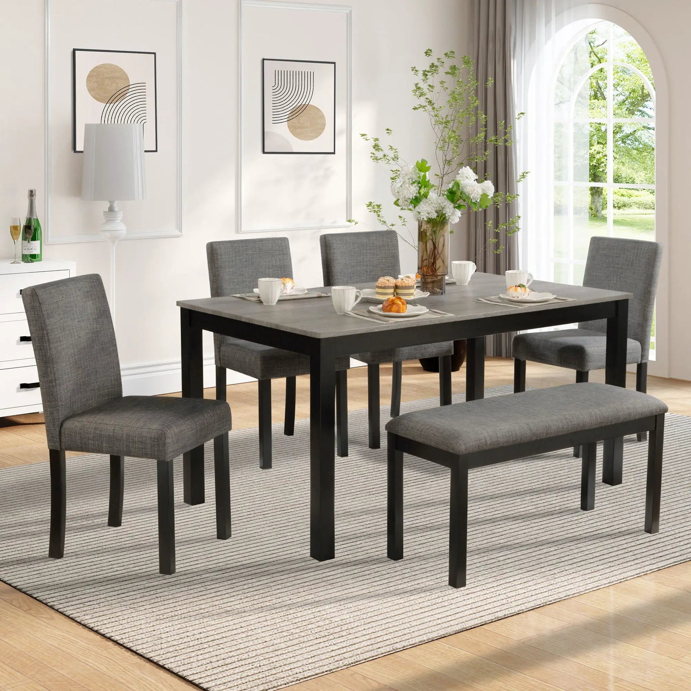 Modern Dining Table Set With Upholstered Chairs For Dining Room by Unique Piece Furniture