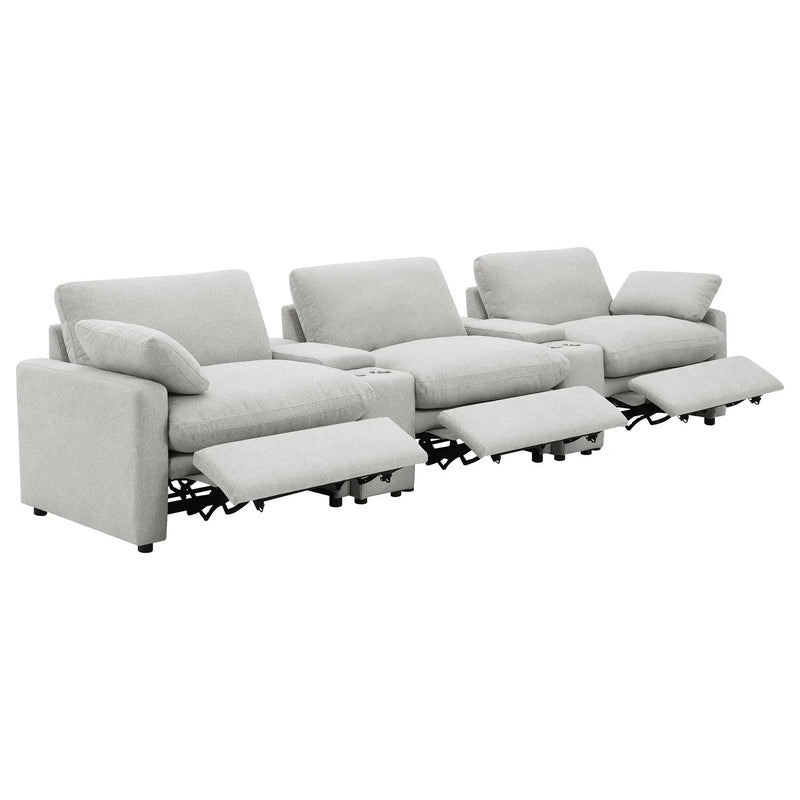 Collins 5-Piece Power Reclining Home Theater Seating Grey by Unique Piece Furniture
