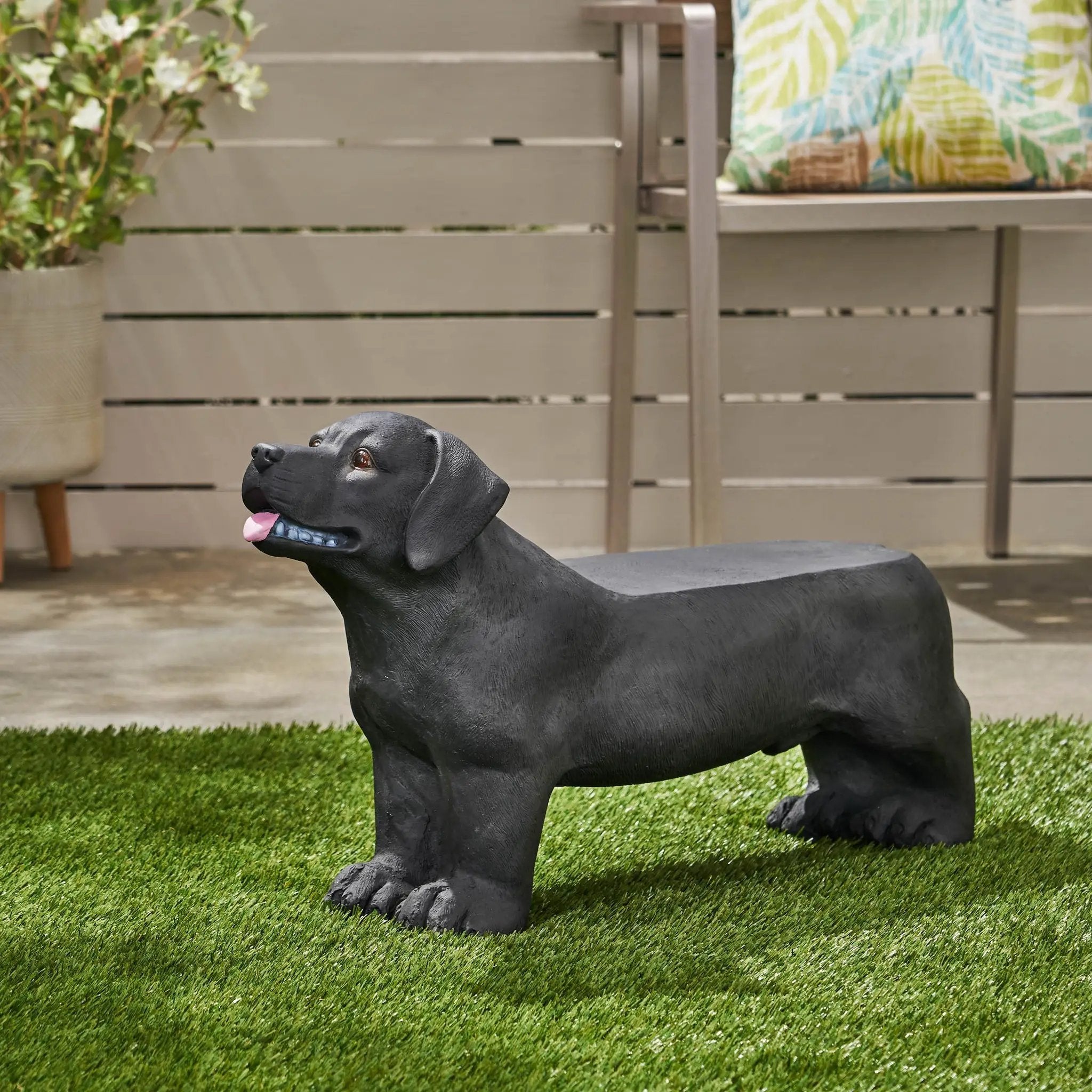 MGO Dog Bench - Outdoor Labrador Design, Matte Black by HouseOfZazla