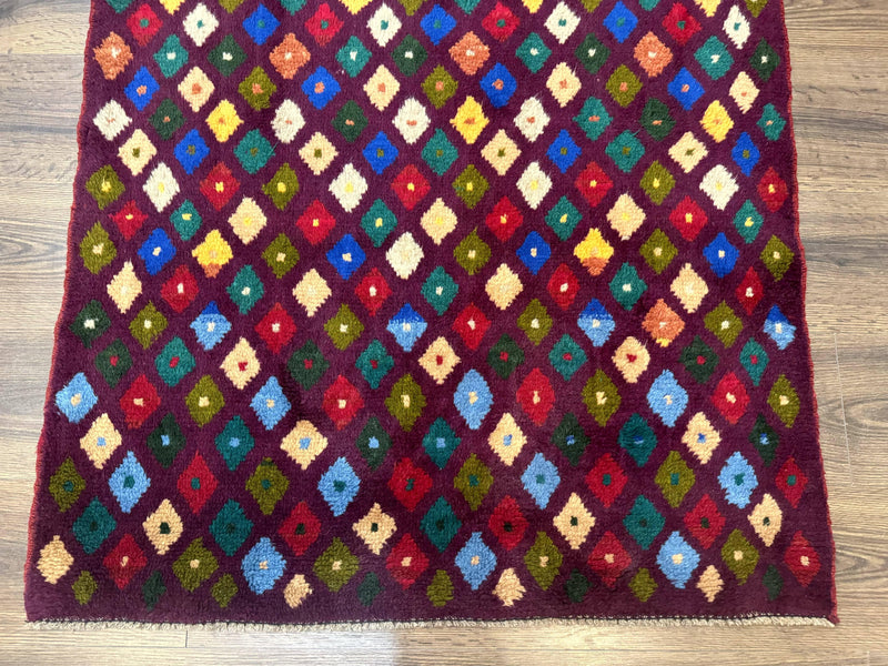 Balouch Rug 3x5, Afghan Rug, Purple-Maroon, Multicolor, Tribal Rug by Jewel Rugs