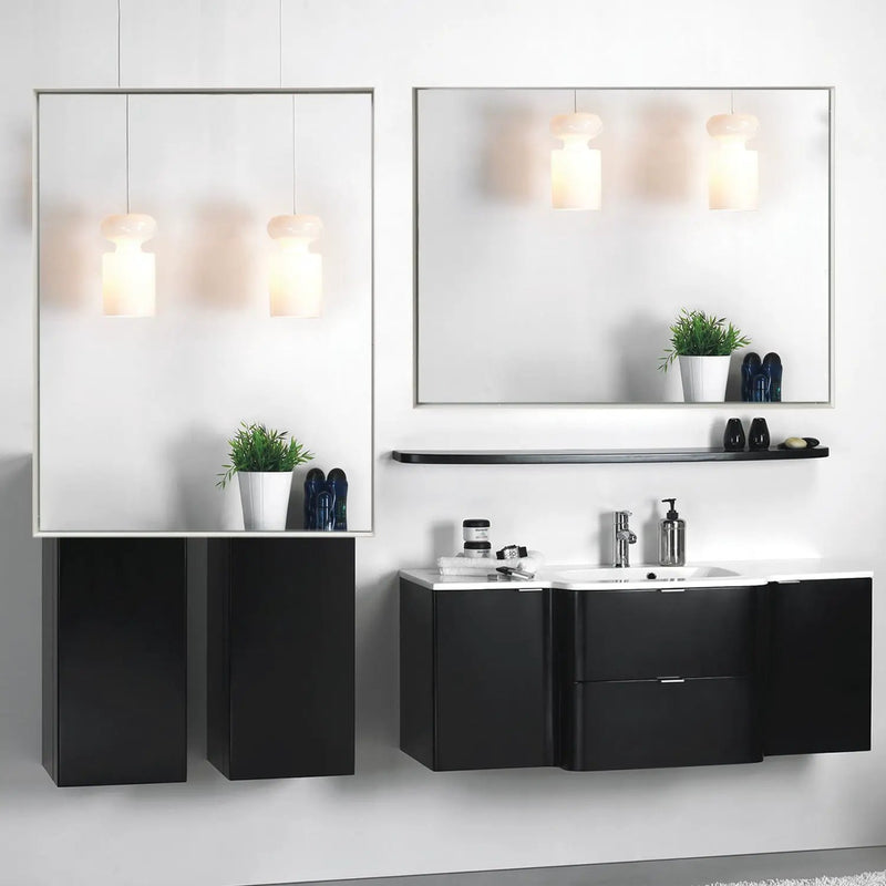Rectangular Wall-Mounted Beveled Bathroom Mirror, Square Angle Metal Frame Wall Mounted Bathroom Mirrors For Wall (Horizontal & Vertical) - Glossy White by HouseOfZazla