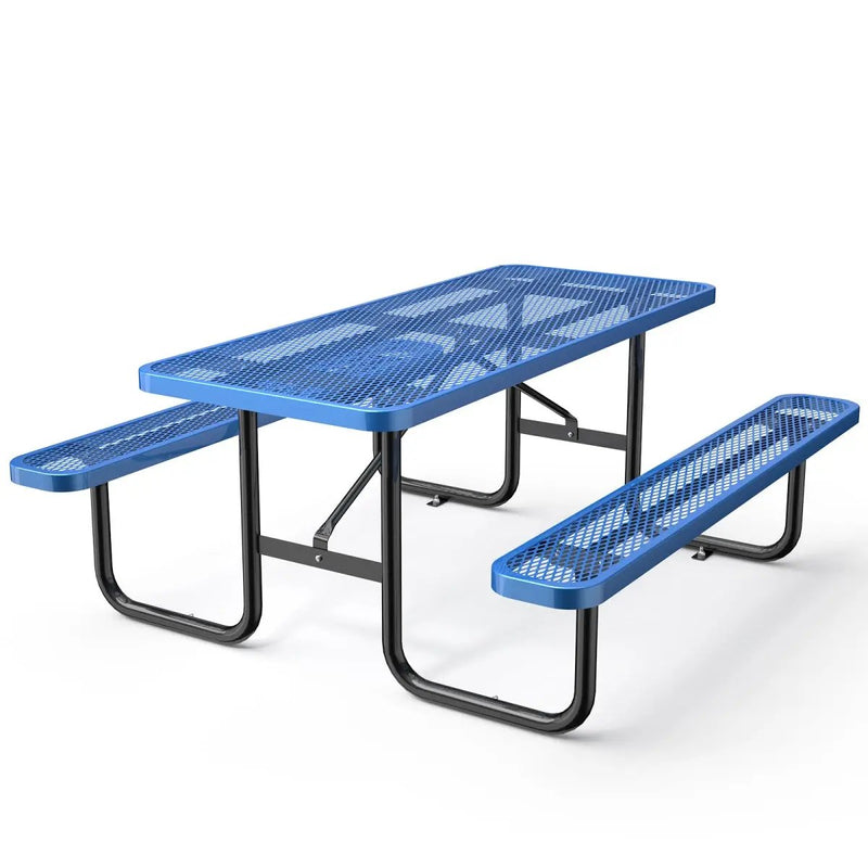 6 ft Metal Picnic Tables for Outdoors, Rectangle Coated Steel Patio Furniture Set by Chery Industrial