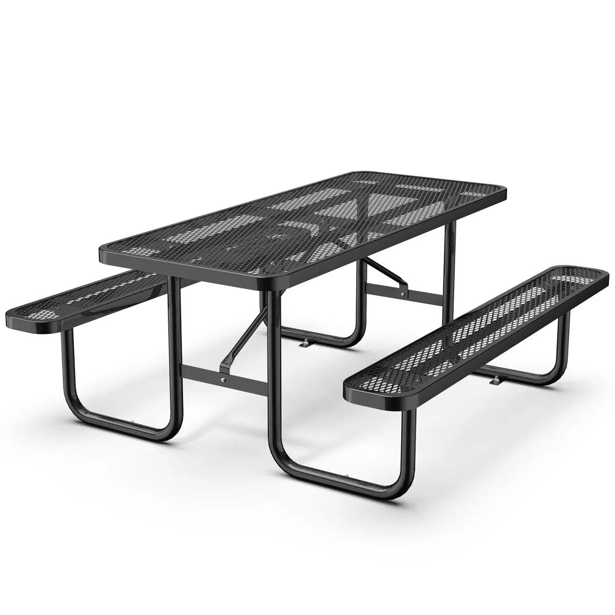 6 ft Metal Picnic Tables for Outdoors, Rectangle Coated Steel Patio Furniture Set by Chery Industrial