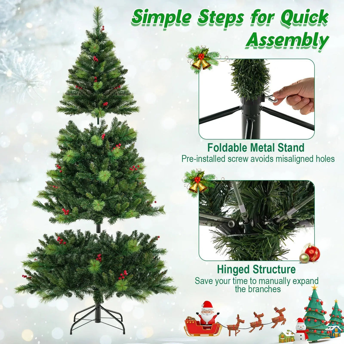 6/7/8 Feet Pre-Lit Artificial Christmas Tree with 300/400/500 LED Lights, photo 11 of 24